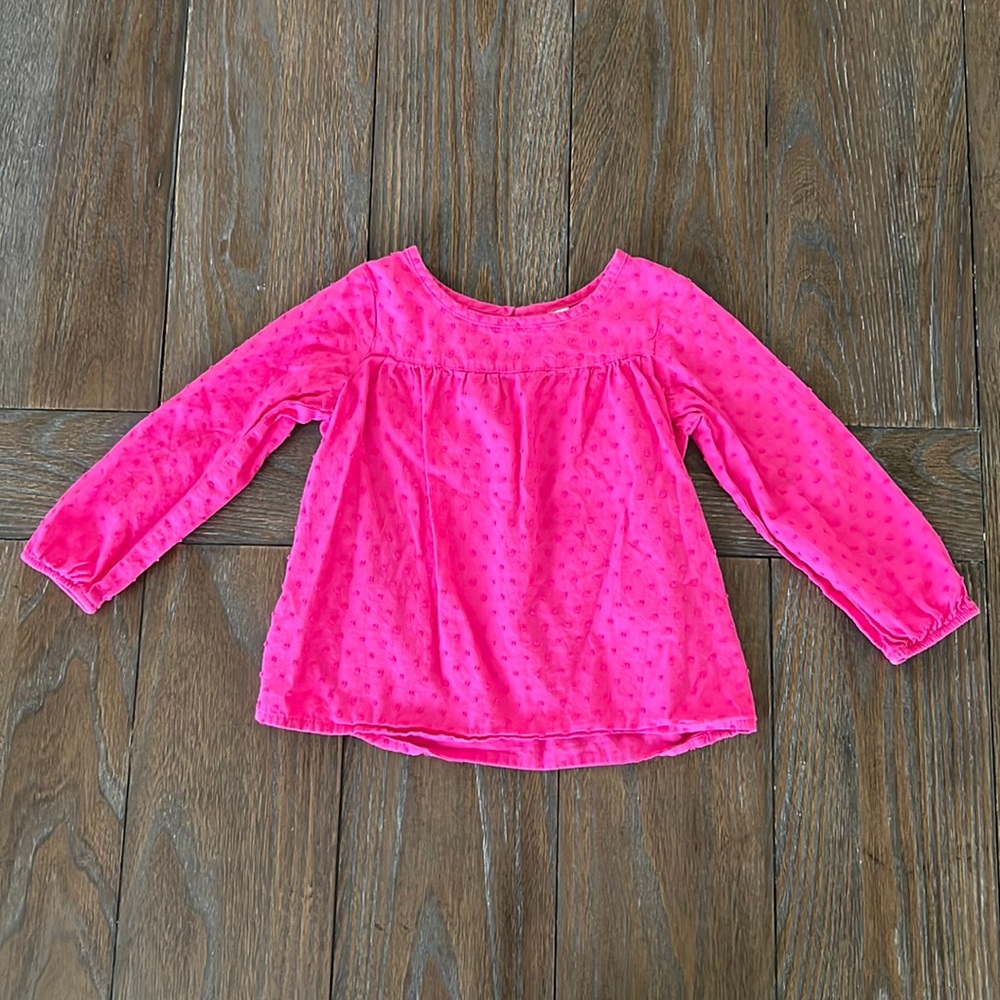 Hot pink Swiss dot long sleeve top